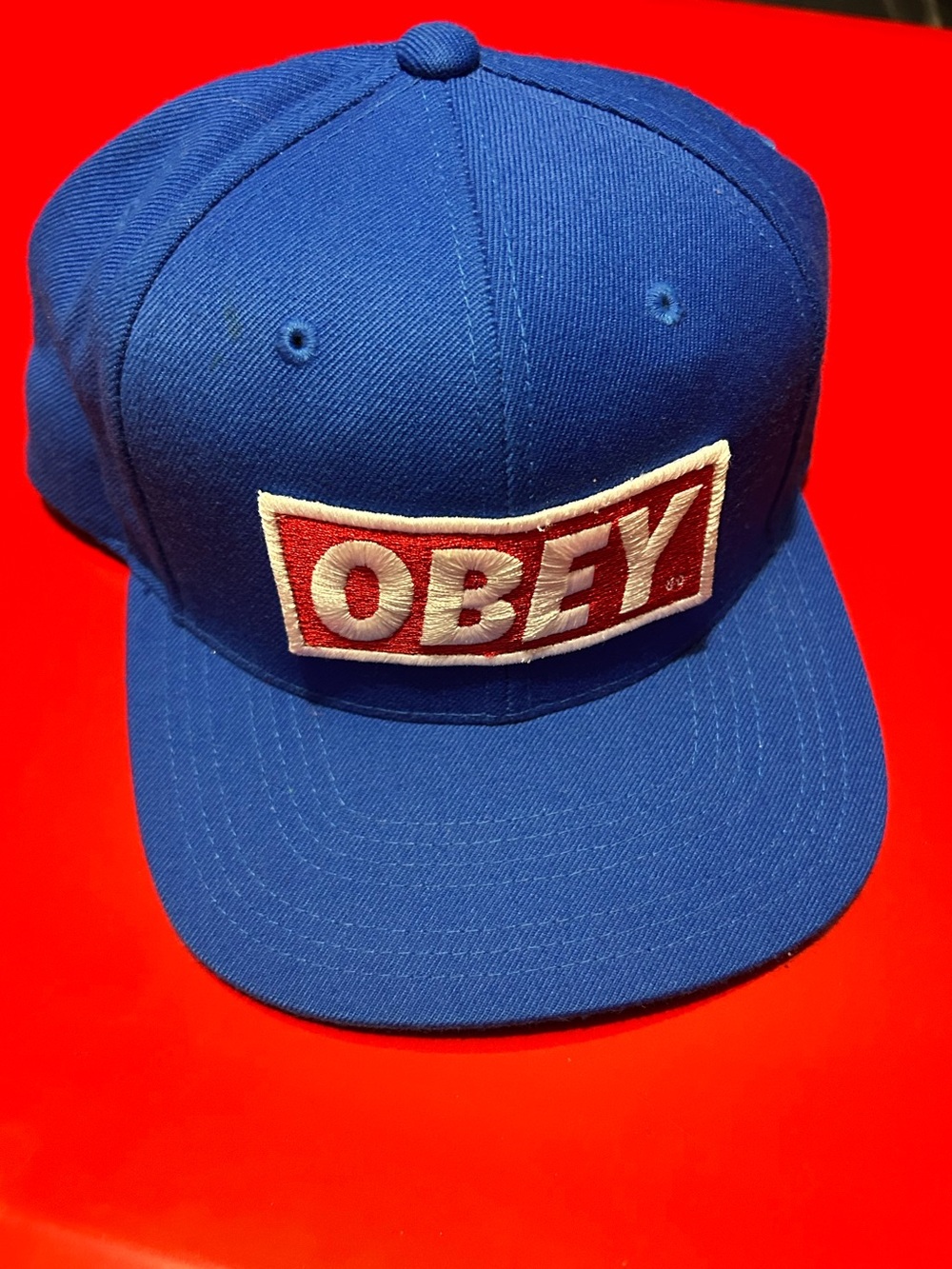 Obey Royal Blue Snapback with Red Logo Patch